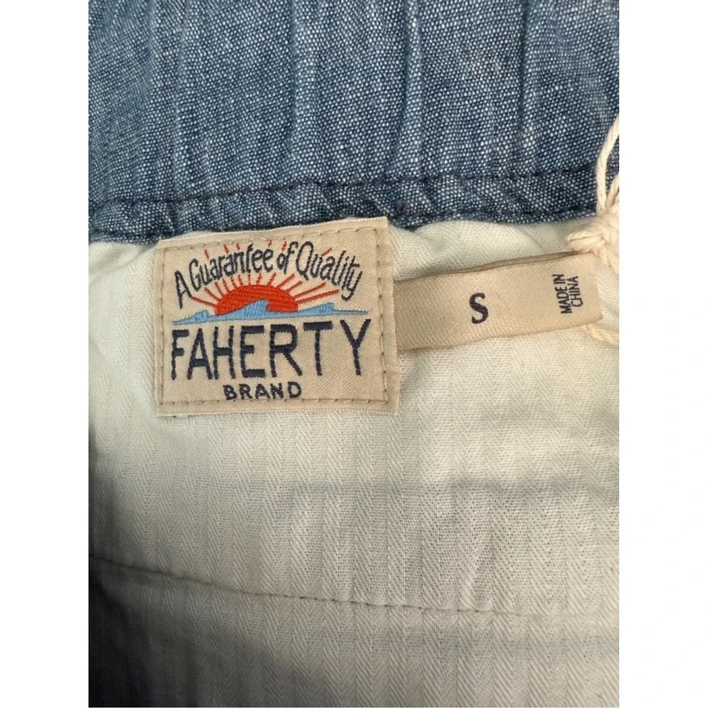 Faherty Mens Small Essential Cotton‎ Stretch Shorts Indigo Blue 6.5